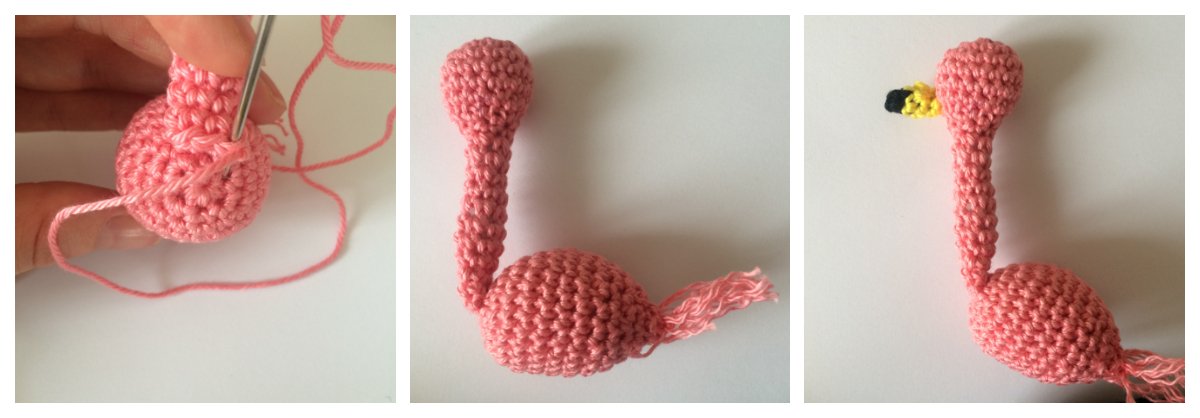 Blog-Inhaltsbild für 'Schnullerkette Flamingo Esra, kostenlose Häkelanleitung'